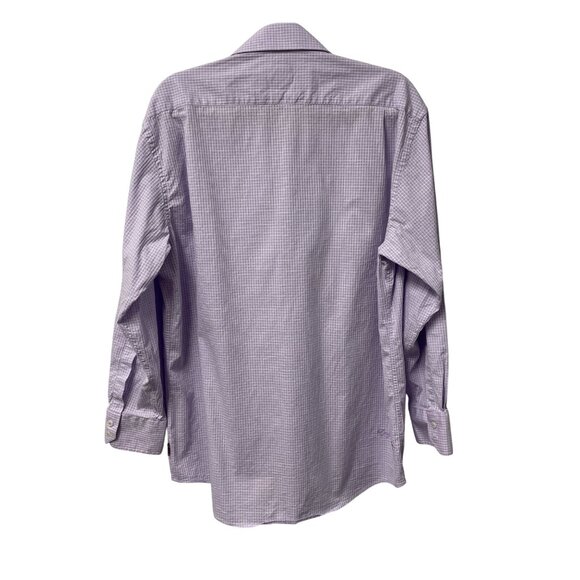 ENGLISH LAUNDRY DRESS SHIRT CHECK TEXTURED FLIP CUFF MENS SIZE 17.5 34/35 PURPLE - Picture 2 of 12